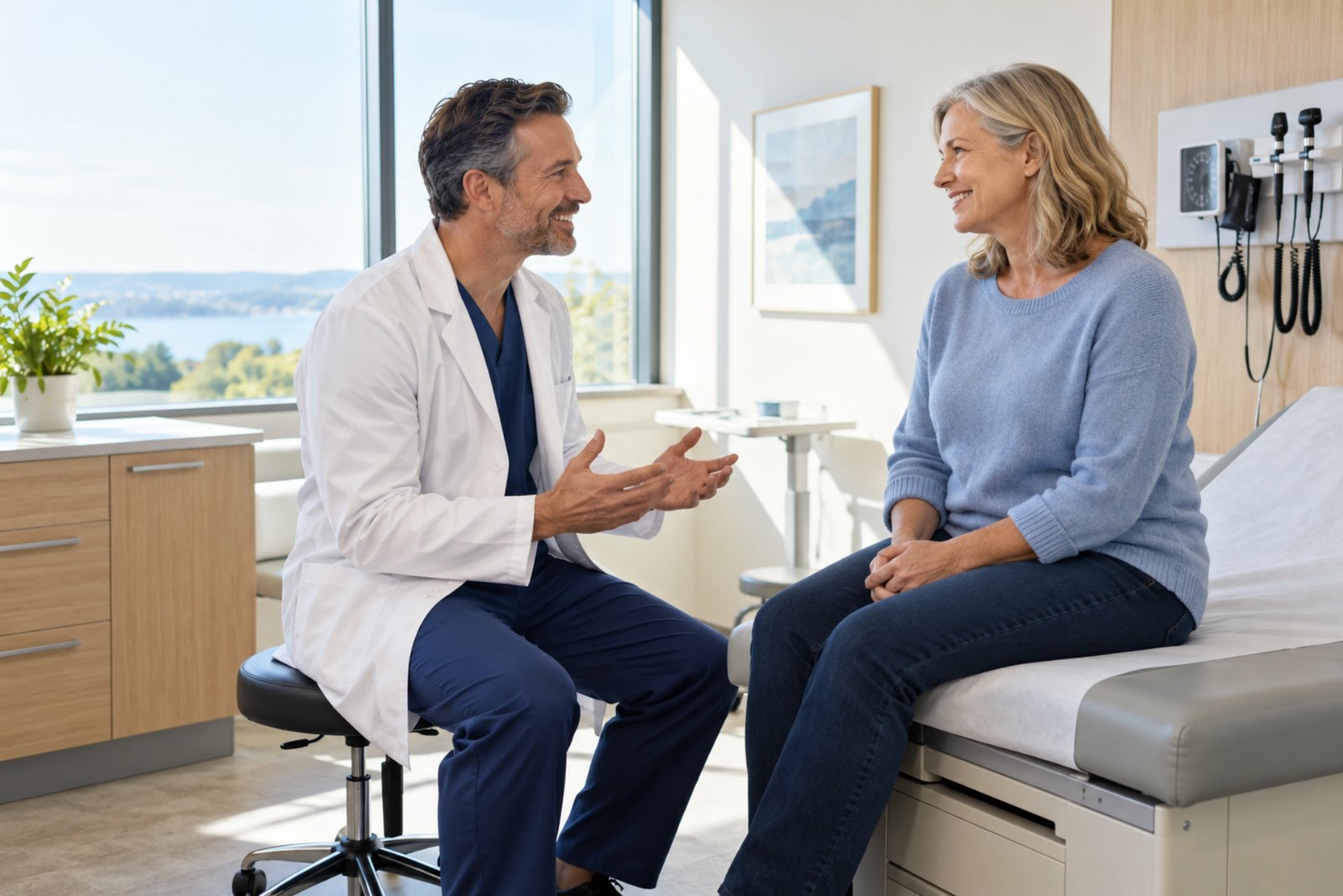 A provider talking with a patient